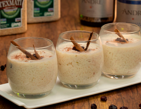 Arroz con leche y vino espumoso