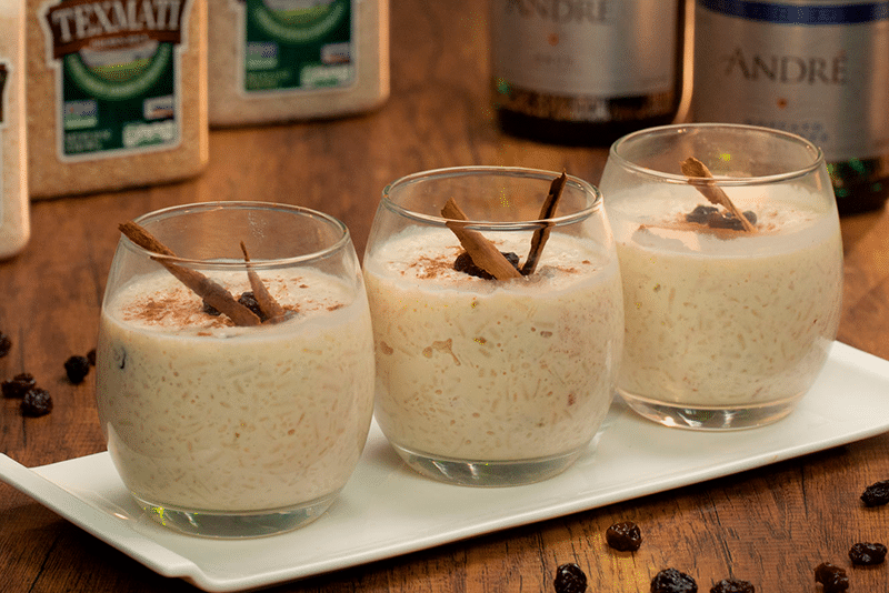 Arroz con leche y vino espumoso