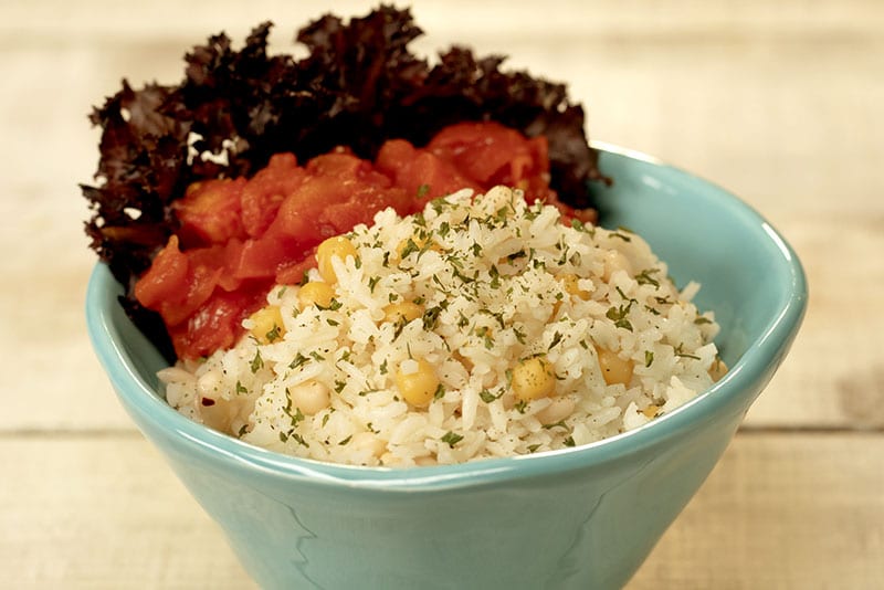 Ensalada de arroz y legumbres