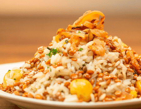 Arroz con lentejas y canela