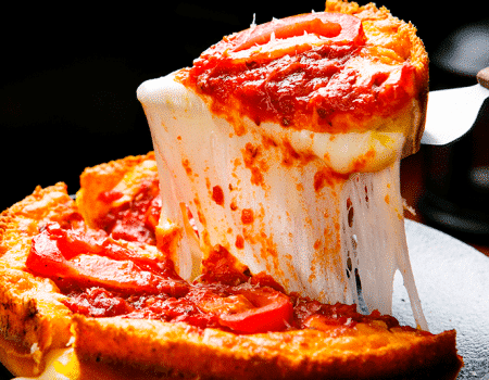 Siente el sabor de Chicago en una exquisita Deep dish pizza