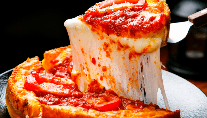 Siente el sabor de Chicago en una exquisita Deep dish pizza