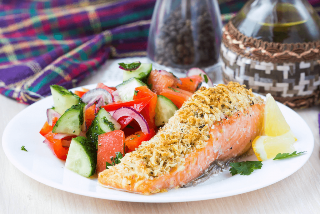 Salmón con costra de parmesano