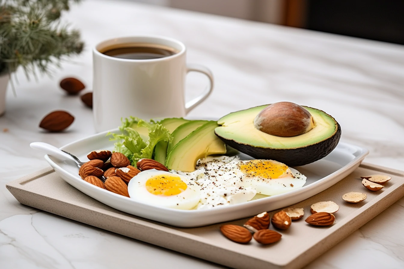 Plato de desayuno con comida balanceada